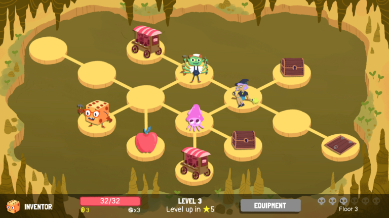 The navigation between in-game battles during a run.